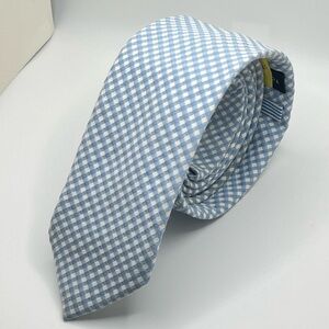 Tommy Hilfiger Gingham Pattern Baby Blue Mens Tie